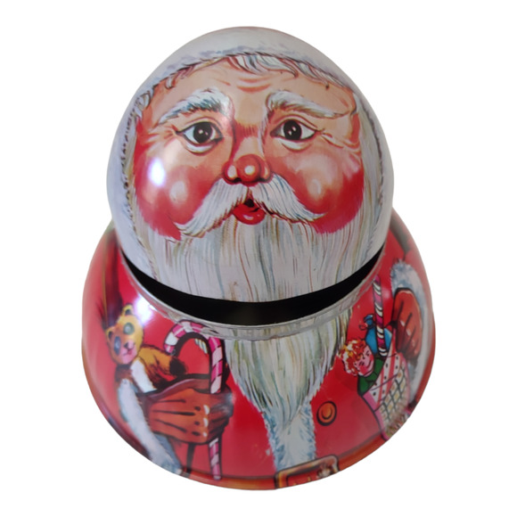 Vintage Santa Claus Storage Tin Christmas Decor Container Holiday Decorations - Picture 6 of 7
